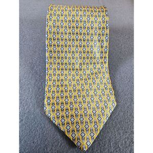Brioni Tie Italy Gold Gray Geometric Necktie 100% Silk Mens 62x3.75‎